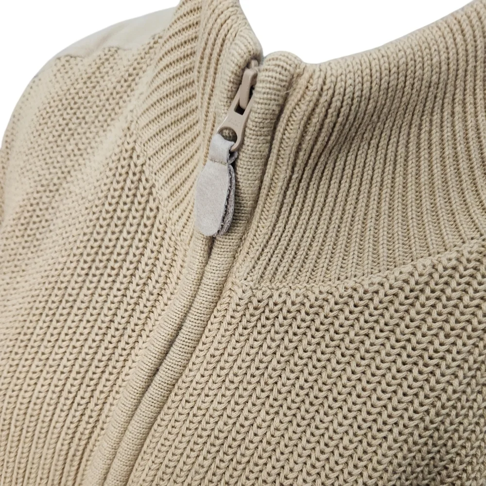 Men's Bob Timberlake Full Zip Suede Shoulder‎ Sweater Jacket Size Large